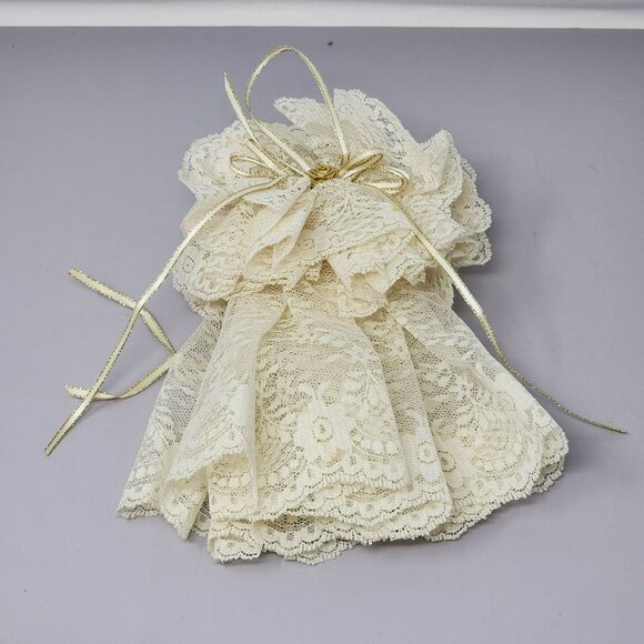 Vintage Porcelain Doll Wrapped In Lace With Gold Accents Christmas Ornament - Picture 3 of 5